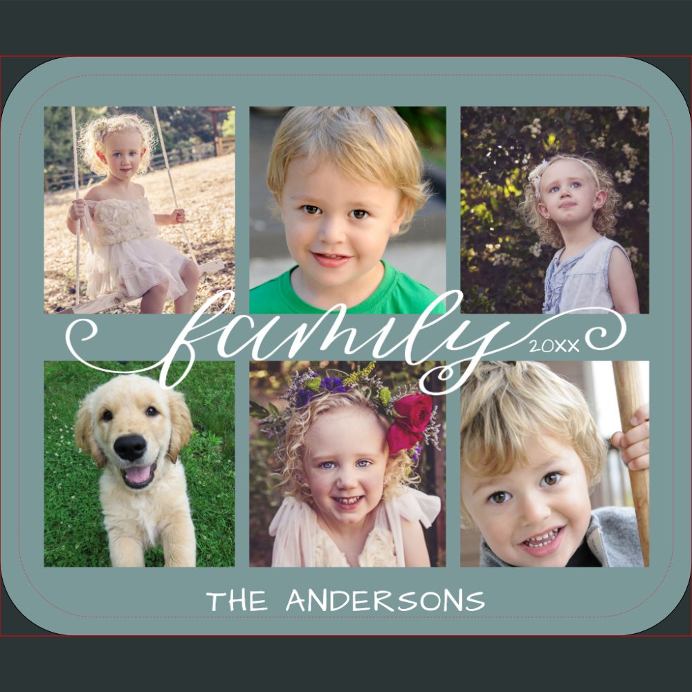 Family Calligraphy | 6 Photo Collage Mouse Pad