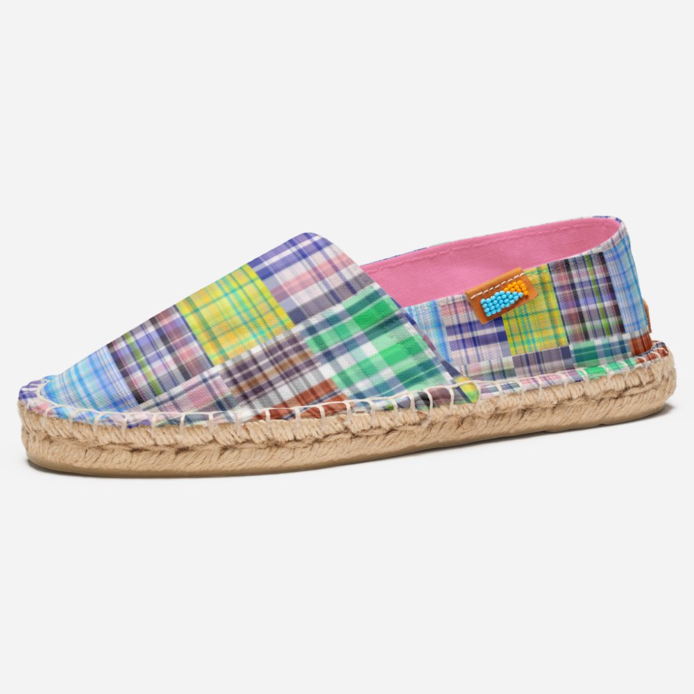 Preppy Patchwork Mixed Madras Faux Patchwork Espadrilles