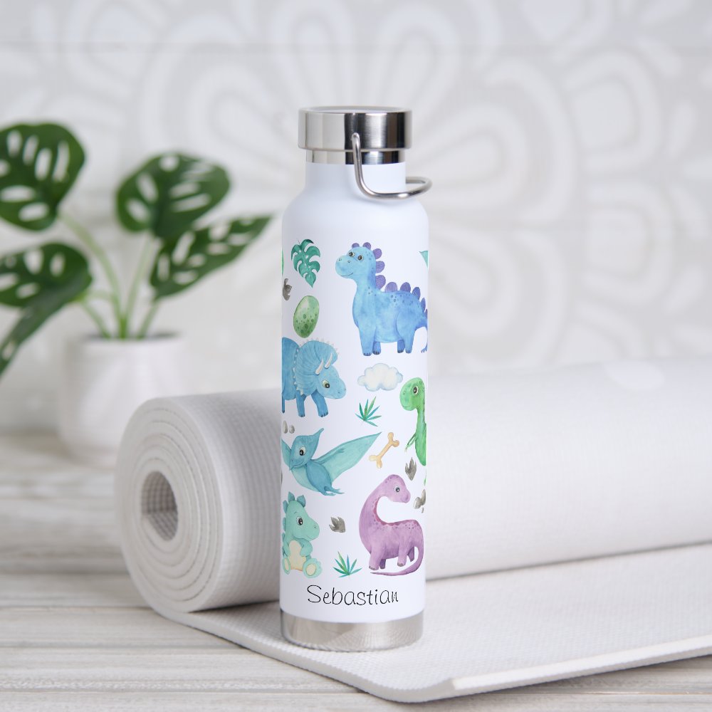 Cute Dinosaur Pattern Personalized Kids Water Bottle