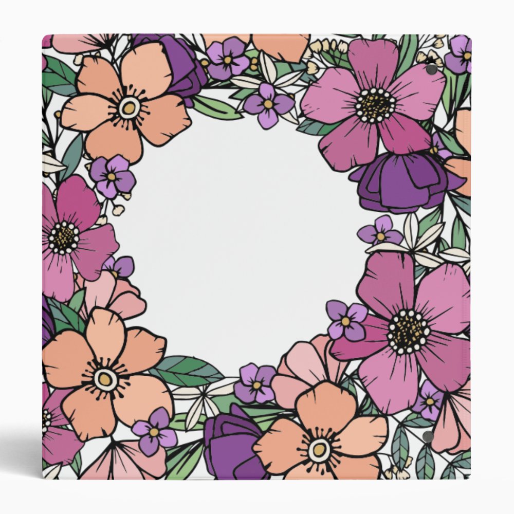 Beautiful Purple Peach Pink Flowers Recipes 3 Ring Binder