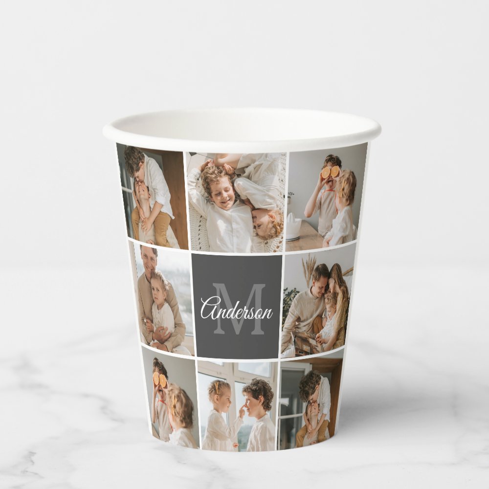 Modern Family Collage Photo & Personalized Gift Paper Cups