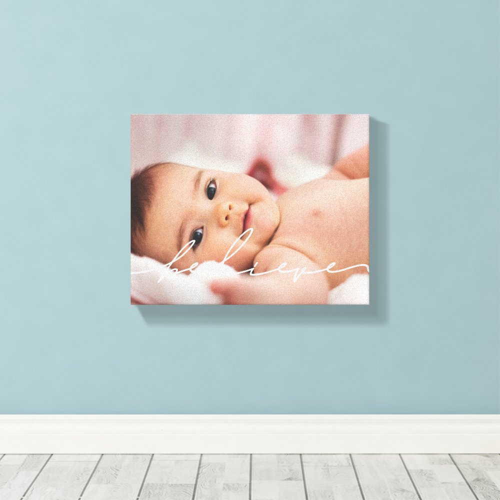 Modern handwritten script Believe Canvas Print