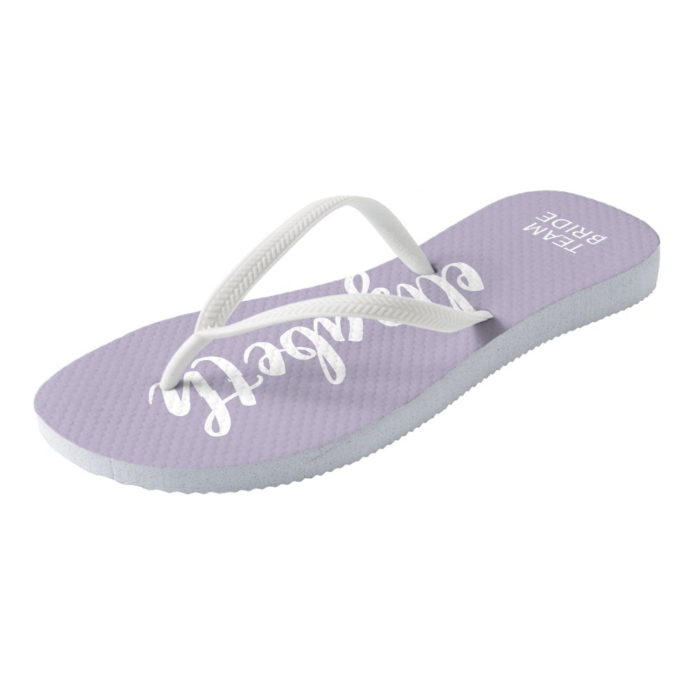 Personalized Team Bride Periwinkle and White Flip Flops
