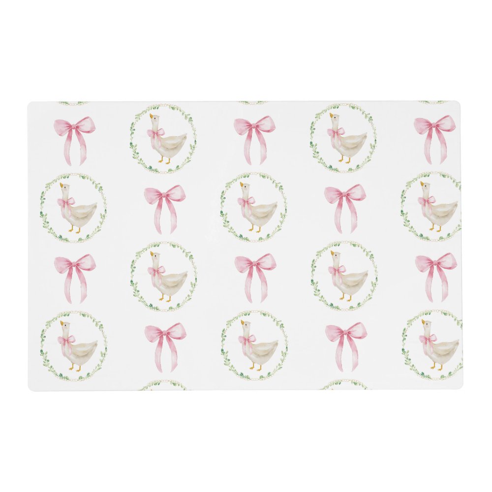 Goose Blush pink Bow Pastel Girl Birthday  Placemat