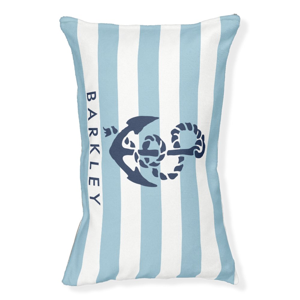 Nautical Blue Stripe Anchor Personalized Pet Bed