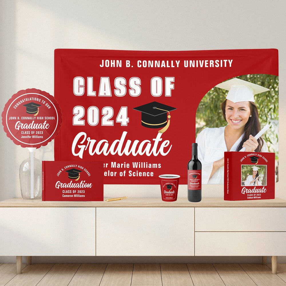 Red White Congratulations Graduate Custom Yard Sign