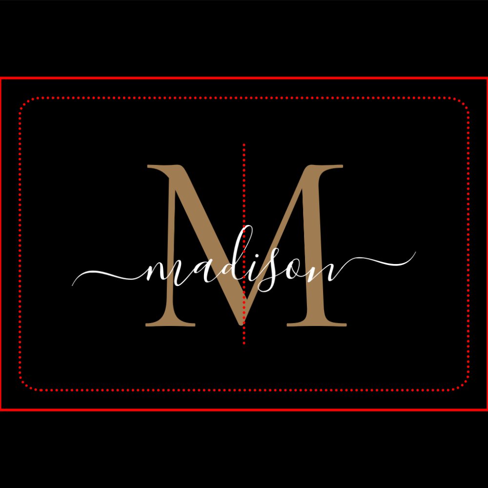 Modern Black Gold White Monogram Script Elegant Bath Mat
