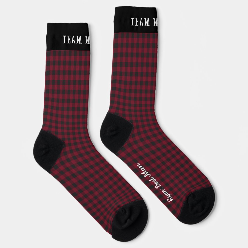 Monogram Buffalo Plaid Groomsmen Socks
