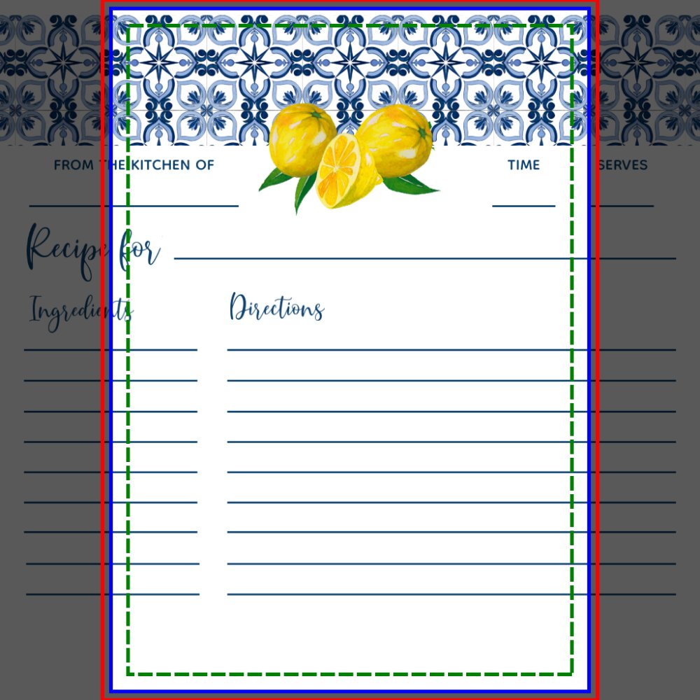Lemon Italian Blue Tile Bridal Shower Recipe Card