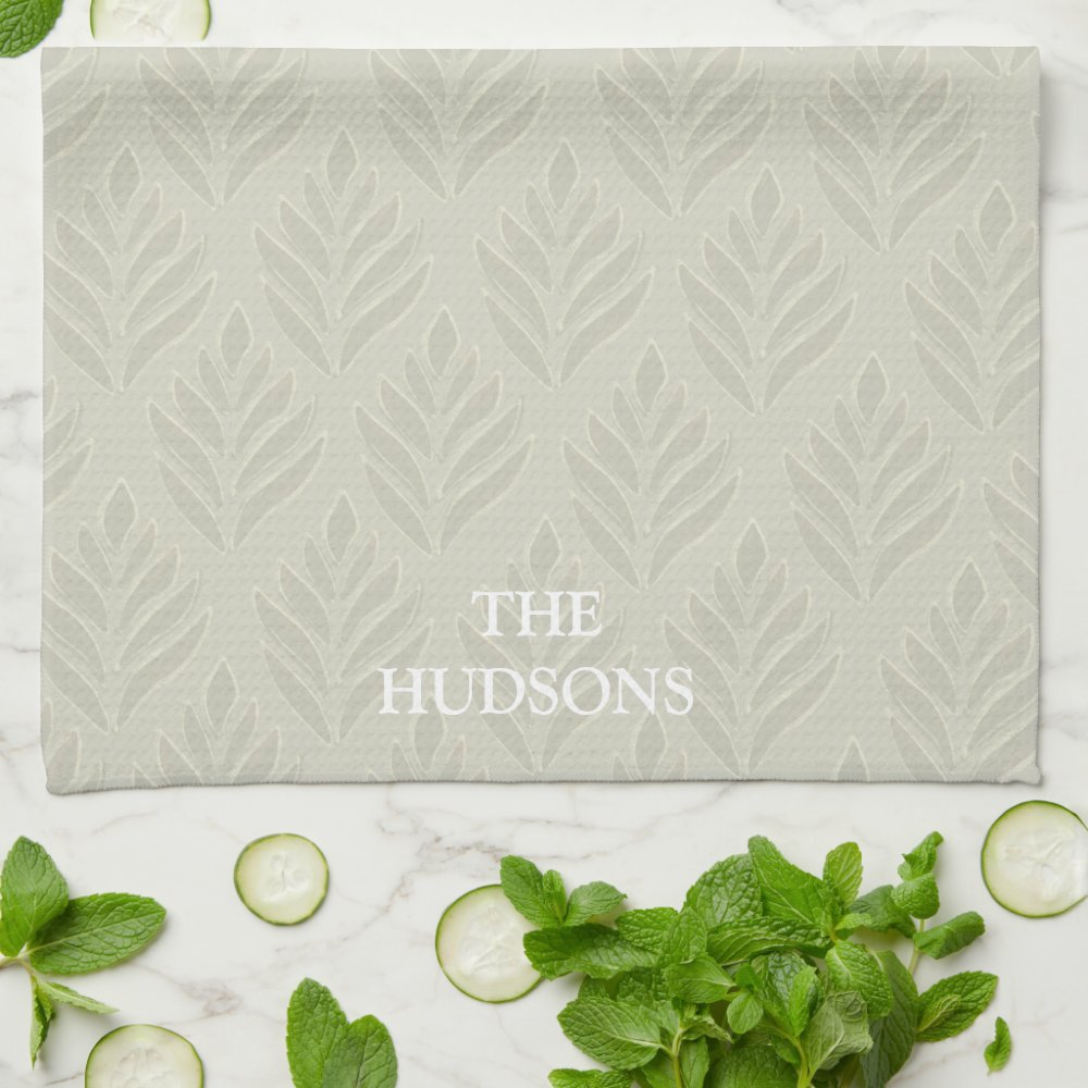 Timeless Elegant Olive Green Botanical Custom Kitchen Towel