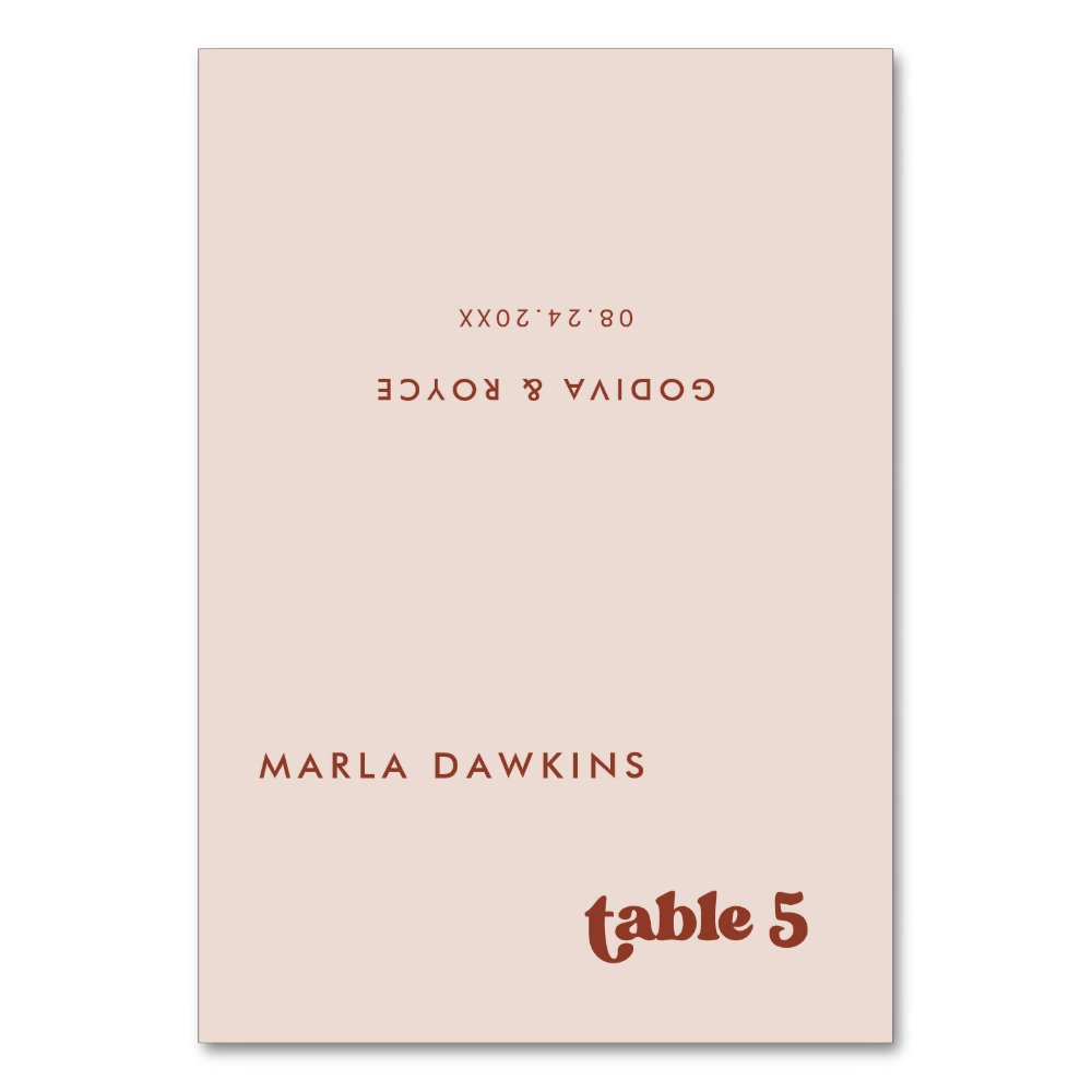 Stylish retro Peach Pink Wedding place card