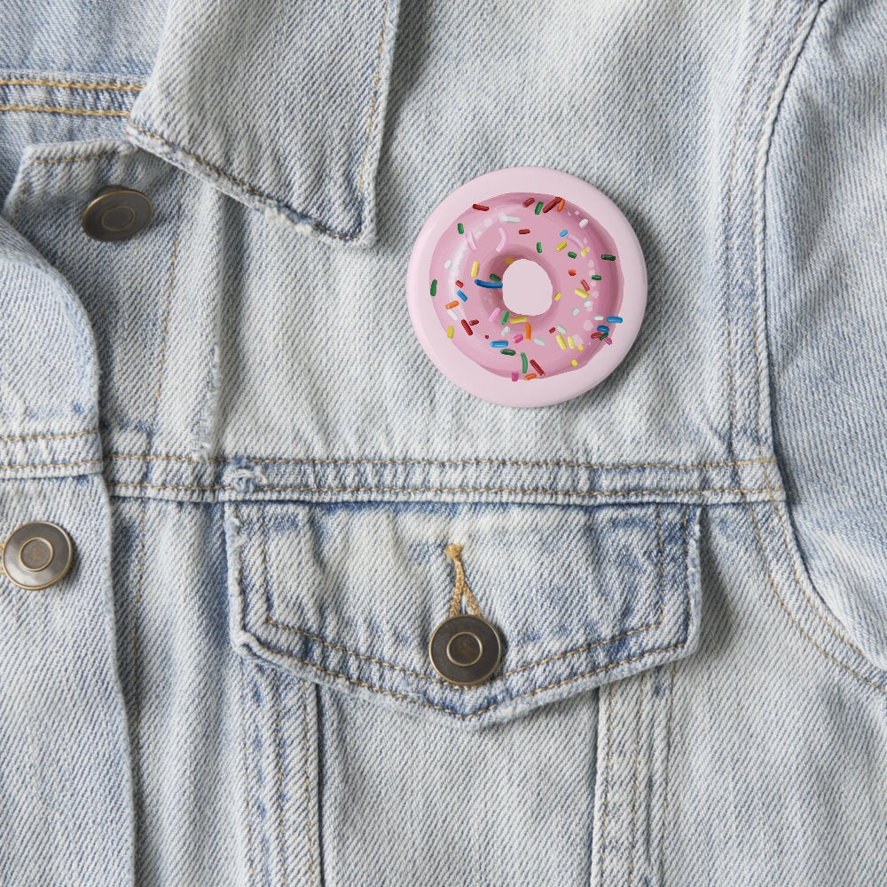 Pink Sprinkle Donut Birthday Party Favor Button