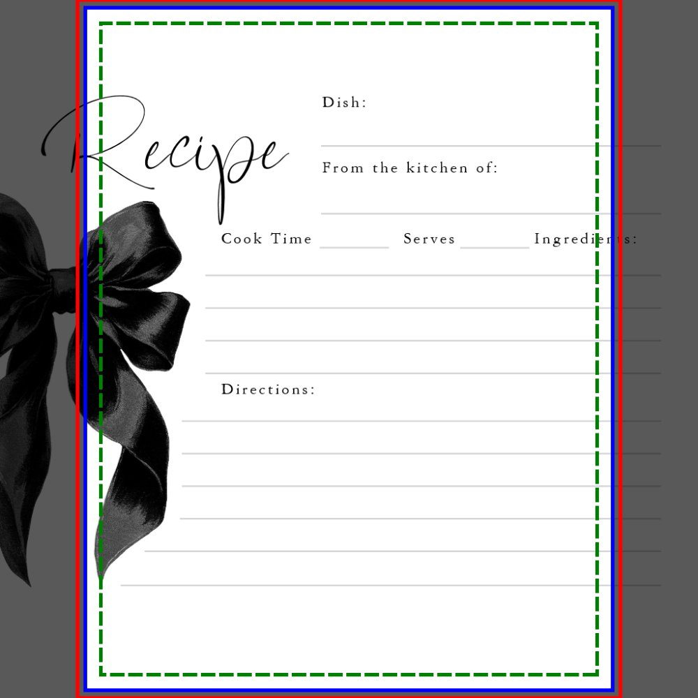 She's Tying the Knot Black Bow Bridal Recipe Card
