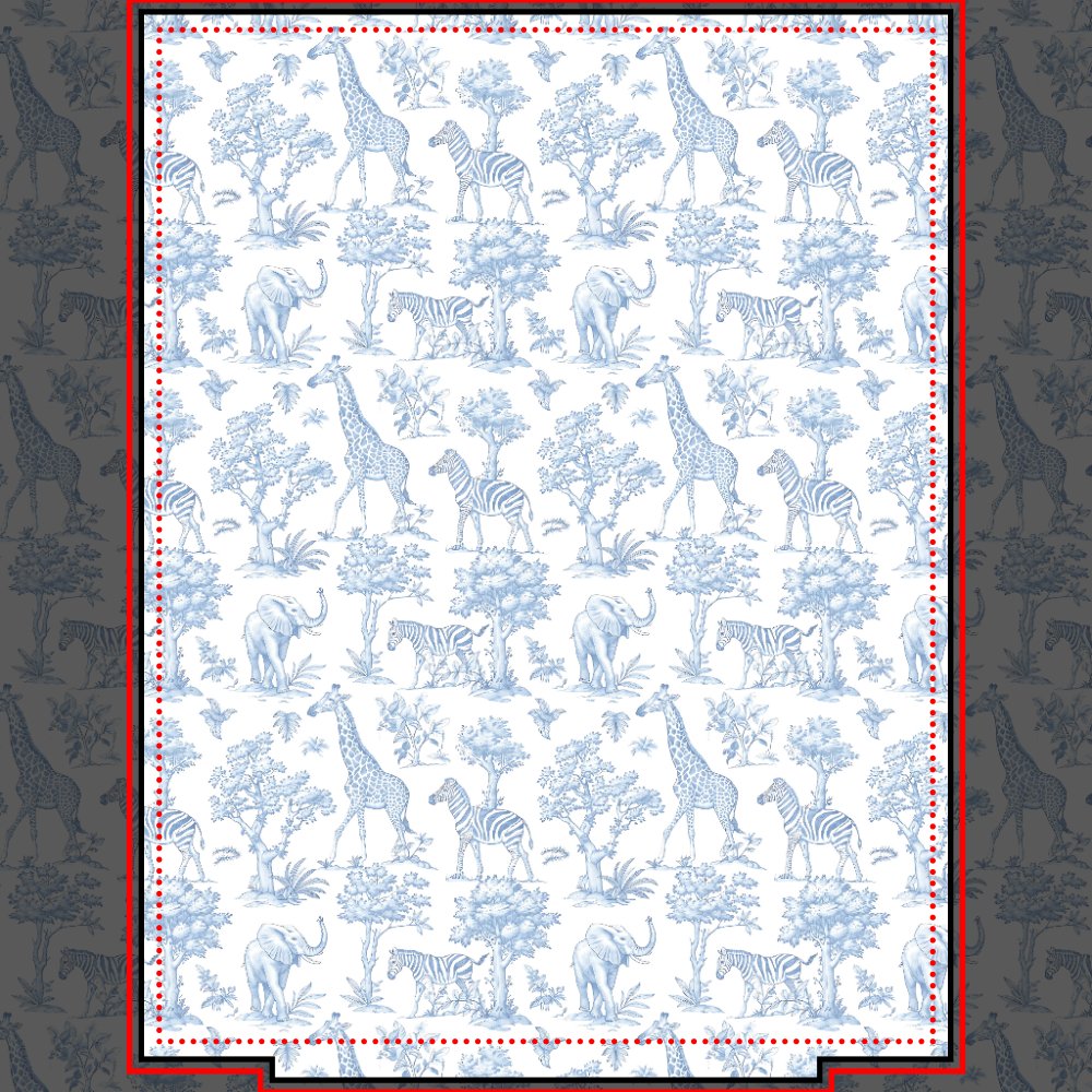 Toile de Jouy Safari animals blue Duvet Cover