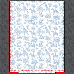 Toile de Jouy Safari animals blue Duvet Cover