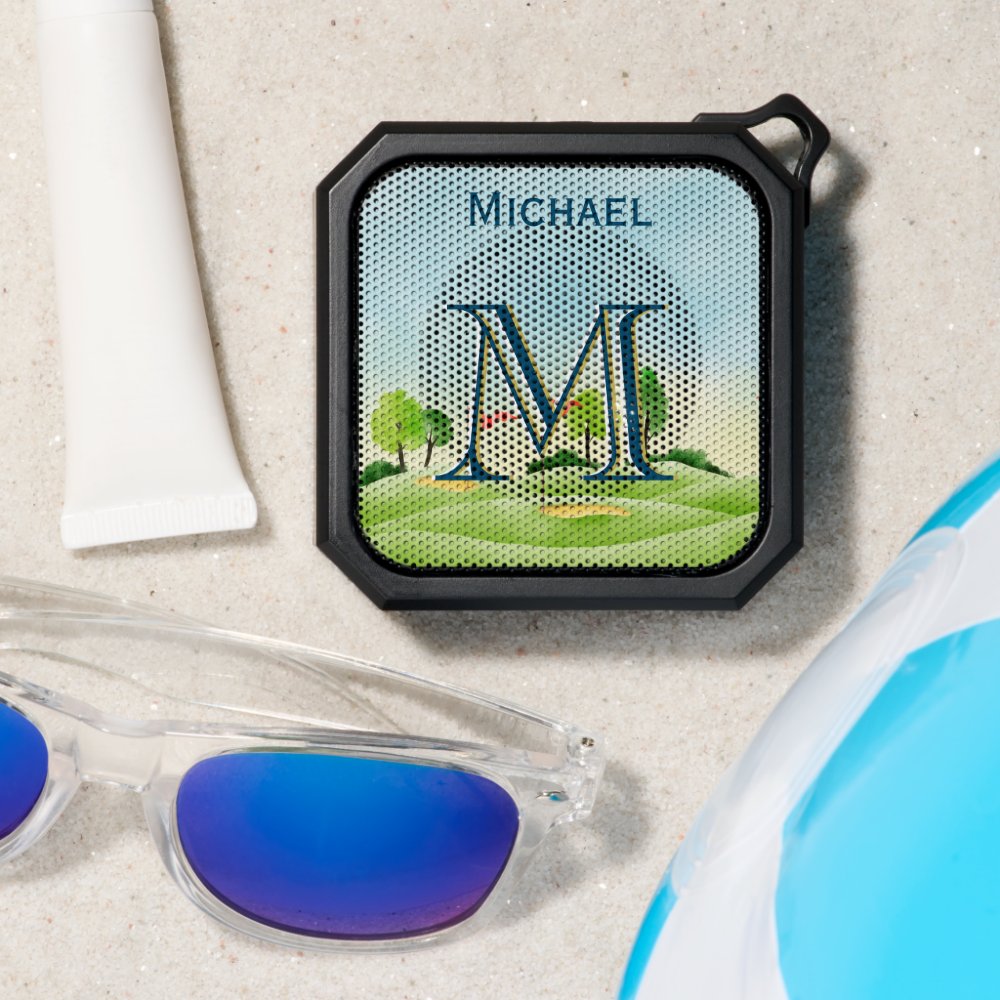 Custom Monogram Name Scenic Golf Course Bluetooth Speaker