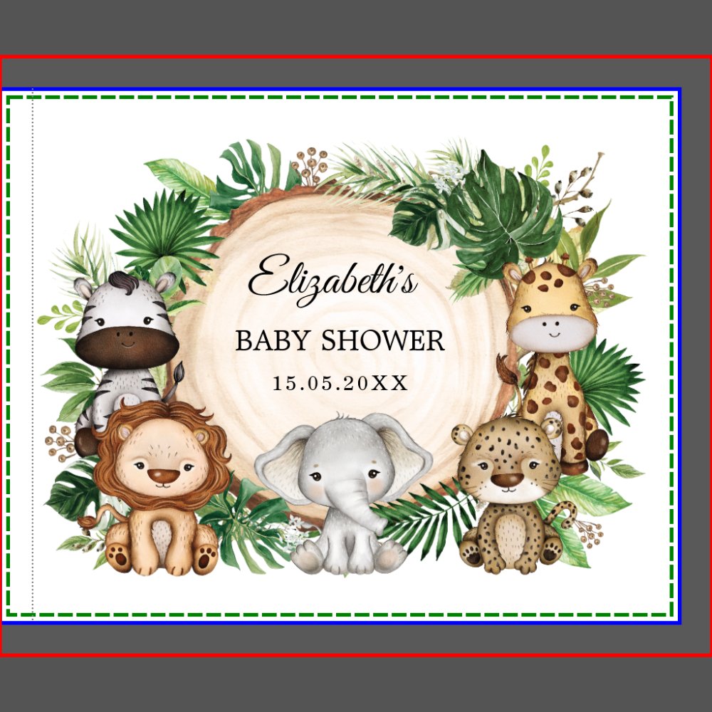 Trendy Greenery Jungle Safari Animals Baby Shower Guest Book