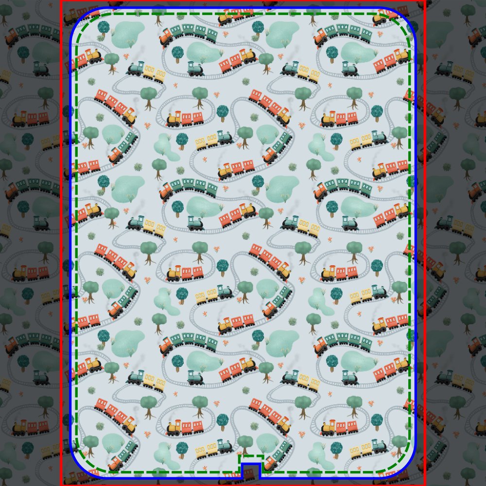 Boys Cute Train Travel Keepsake Birth Stats Baby Blanket