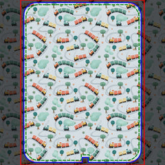 Boys Cute Train Travel Keepsake Birth Stats Baby Blanket