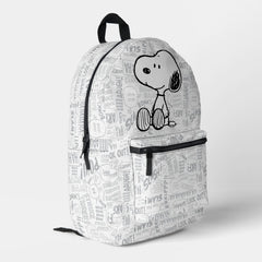 PEANUTS | Snoopy on Black White Comics Printed Backpack