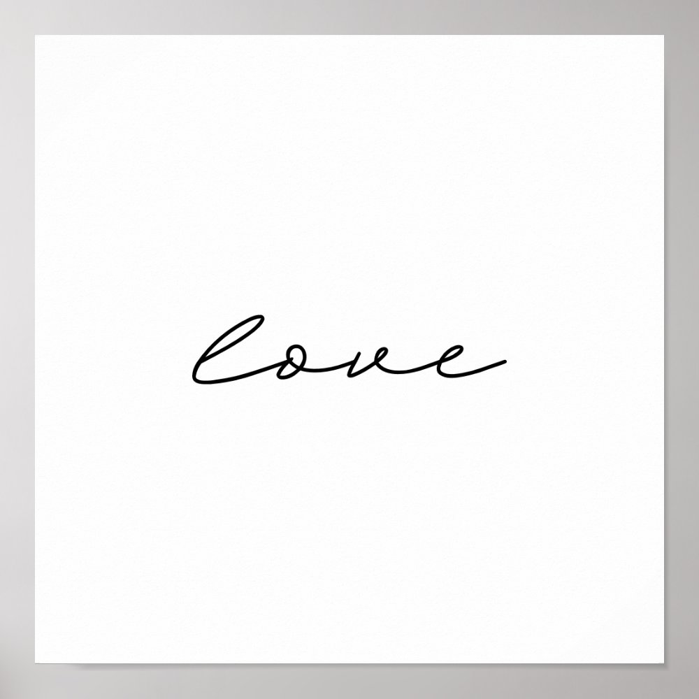 simple black white hand written love art poster