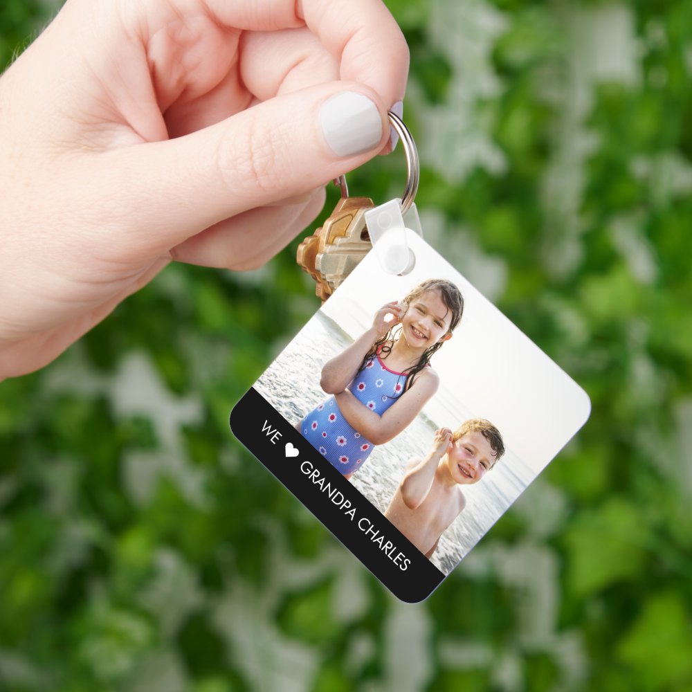 Simple Caption Personalized Photo Keychain
