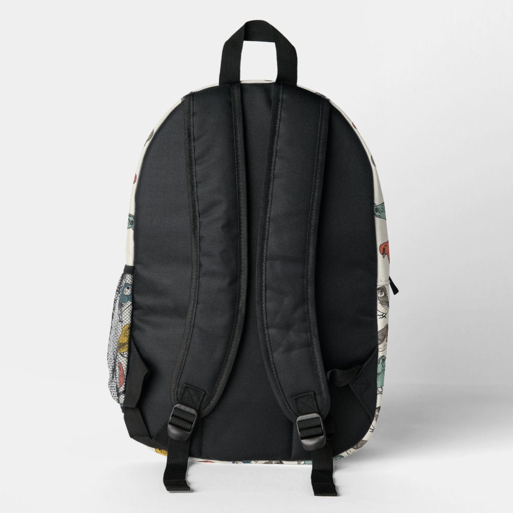 Tiled Birds Pattern Printed Backpack