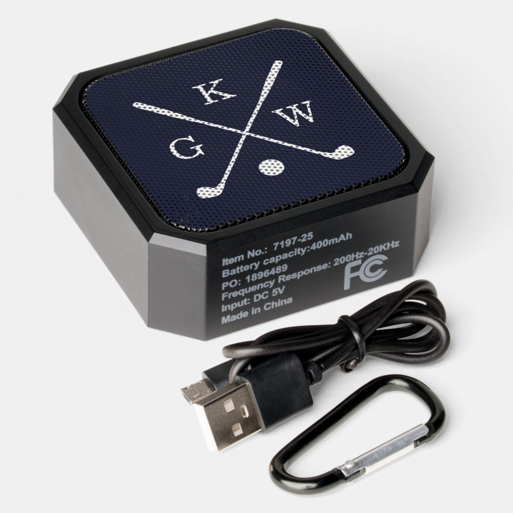 Navy Blue Golf Clubs Monogram Bluetooth Speaker