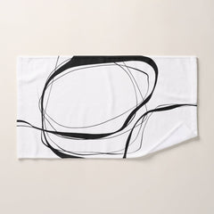 Black lines on white bath towel set