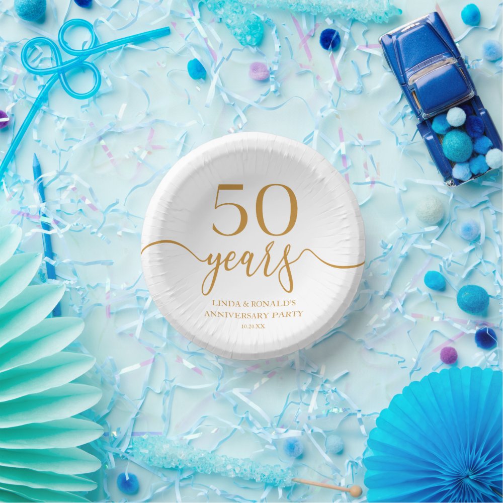 Elegant Champagne 50th Wedding Anniversary Paper Bowls