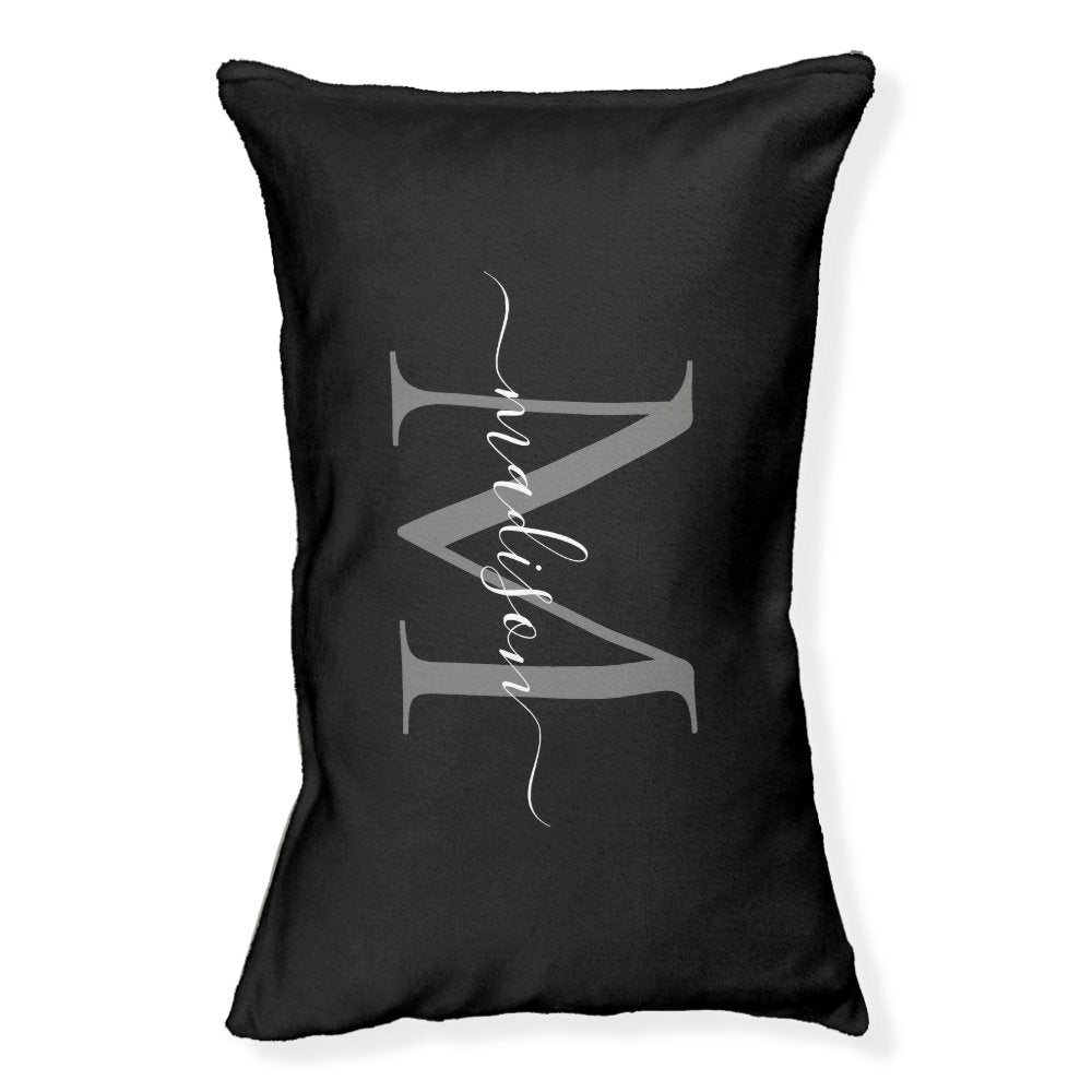Elegant Monogram Black Gray Feminine Girly Script  Pet Bed