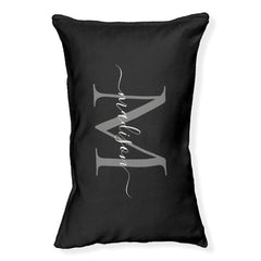 Elegant Monogram Black Gray Feminine Girly Script  Pet Bed
