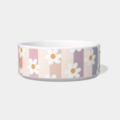 Personalized Floral Pastel Stripes Pet Bowl