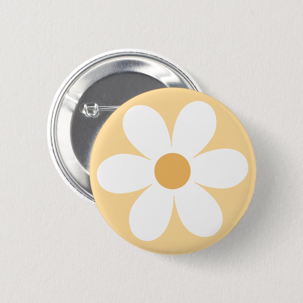 Retro daisy yellow boho button