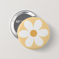 Retro daisy yellow boho button