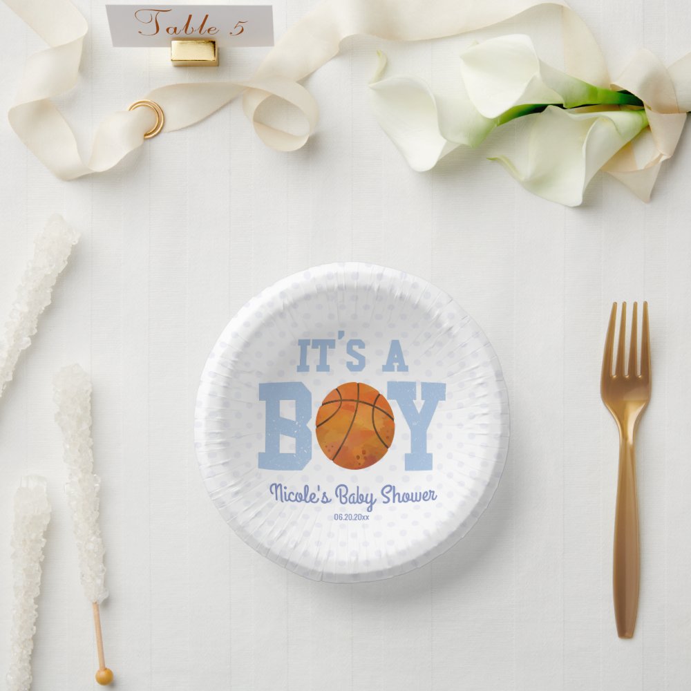 It's A Boy! Blue Basketball Baby Shower Paper Bowls