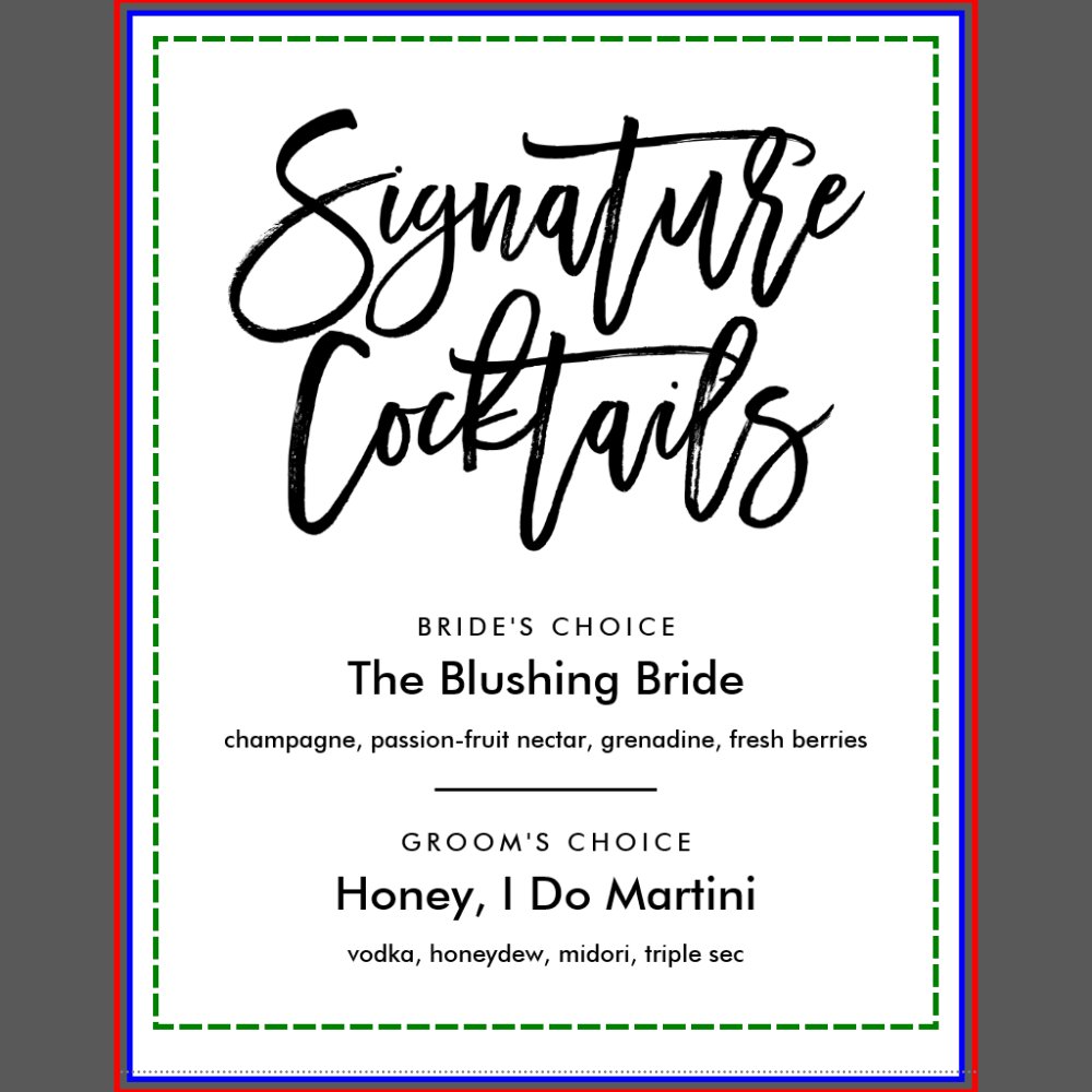 Chic Hand Lettered Signature Cocktails Menu Black Pedestal Sign
