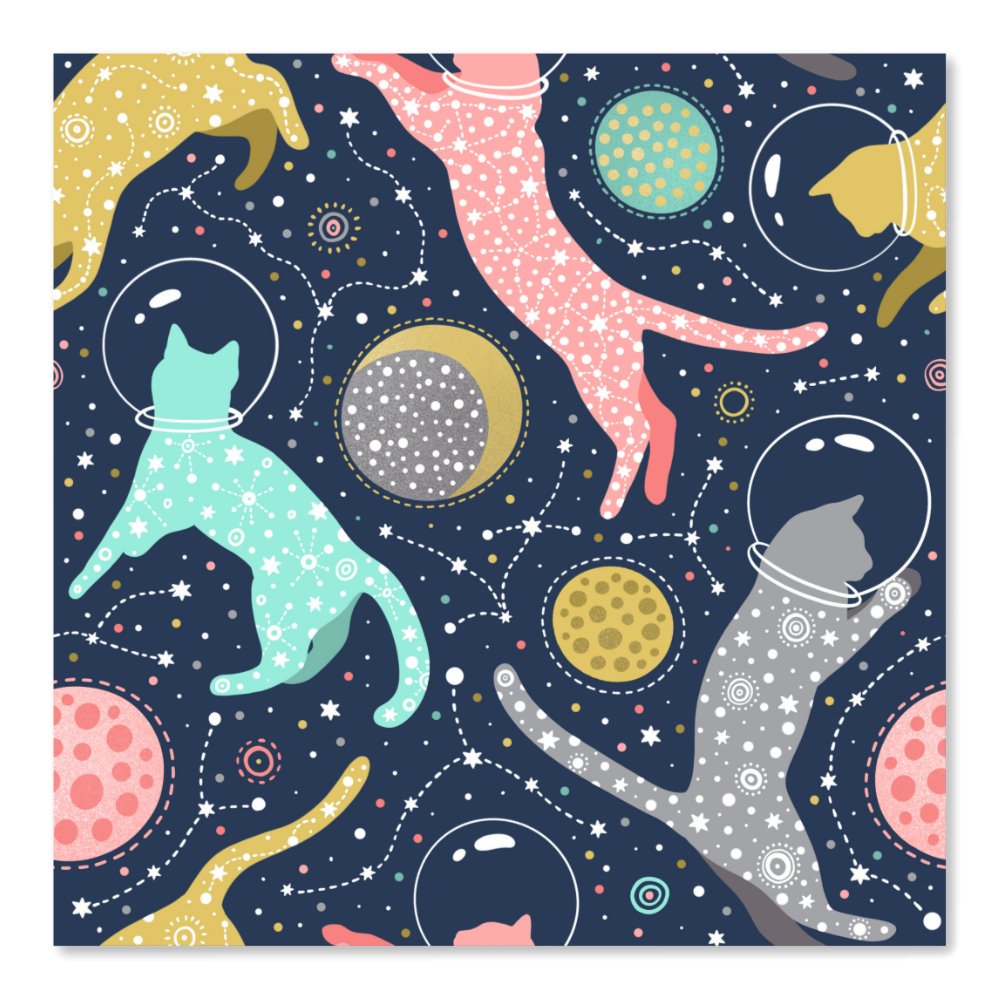 Cute Celestial Mystical Space Cats Wallpaper