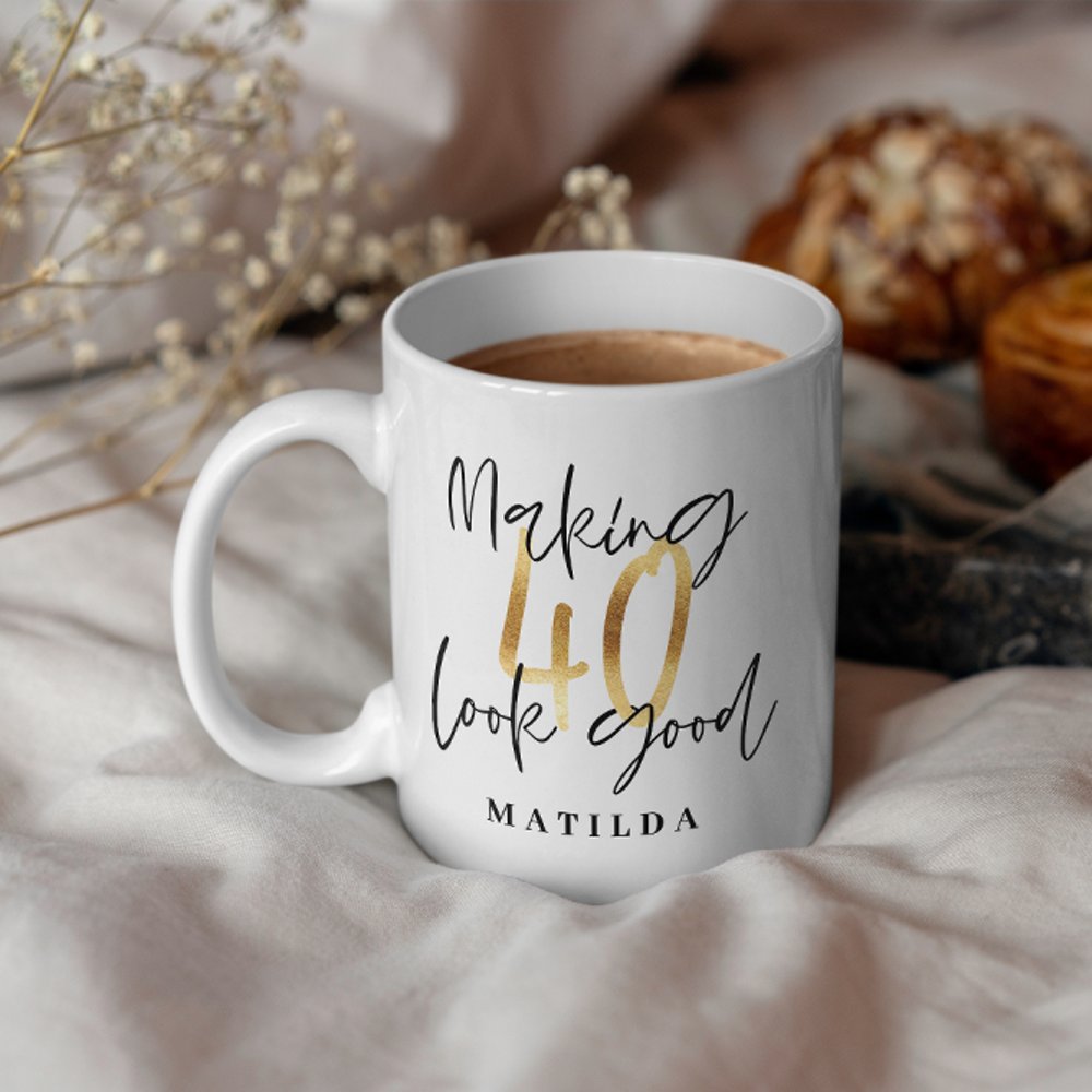 modern black and gold 40th birthday party  paper cups
