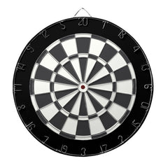 Charcoal Gray Black And White Dartboard With Darts