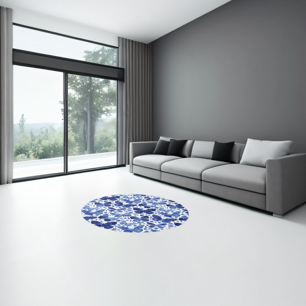 Blue Watercolor Butterfly Rug