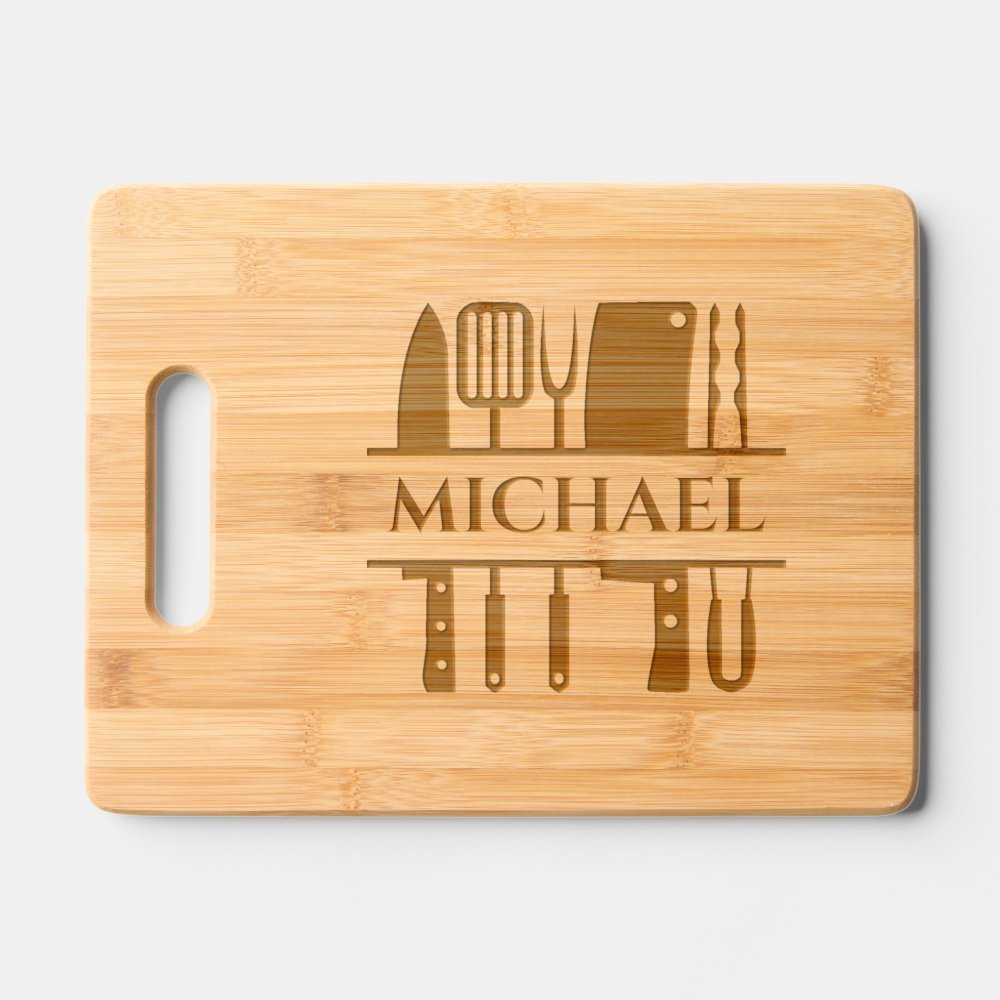 Barbecue BBQ Cook Monogram Chef Grilling Engraved Cutting Board