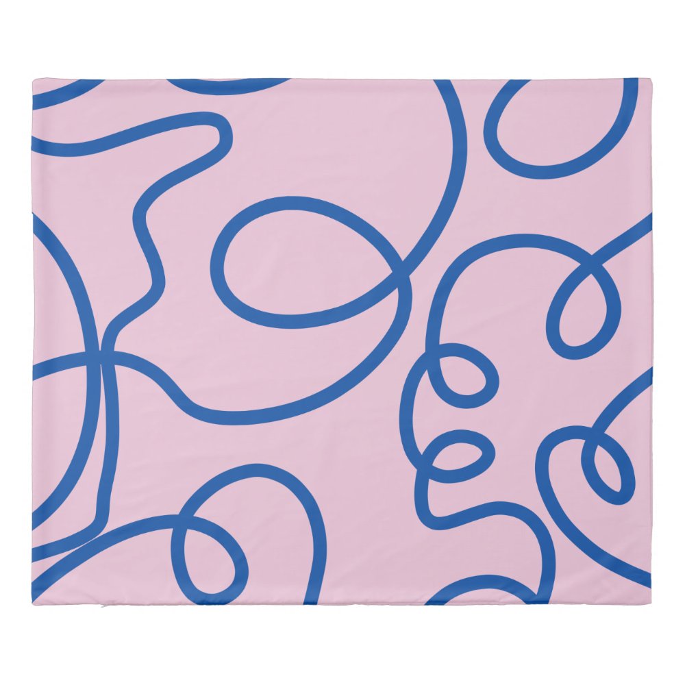 Abstract Line Art Retro Pink And Blue Duvet Cover