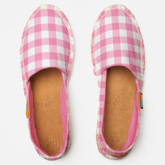 Girly Pink Gingham Pattern Espadrilles