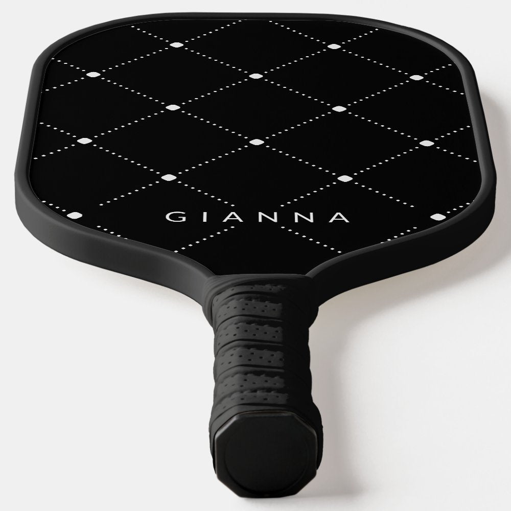 Simple Seamless Pattern Black & White Pickleball Paddle