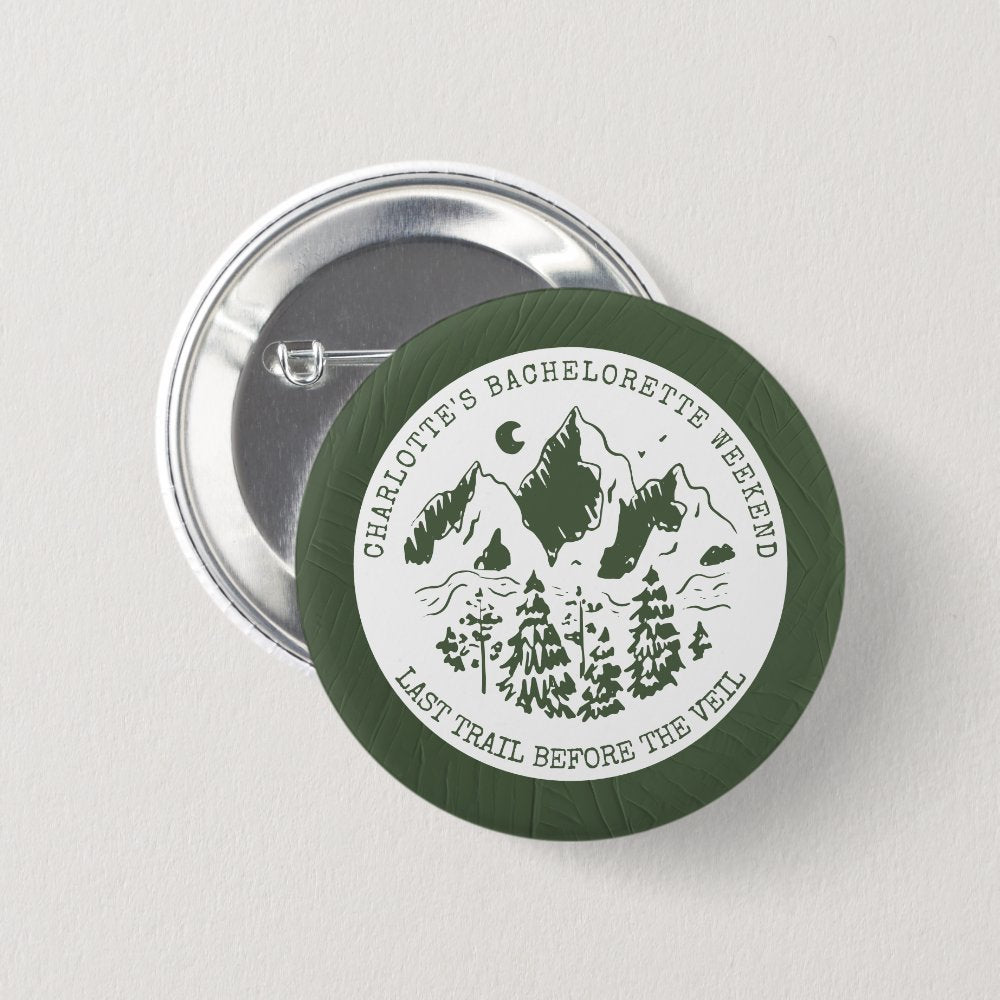 Modern Simple Camping Weekend Bachelorette Party Button