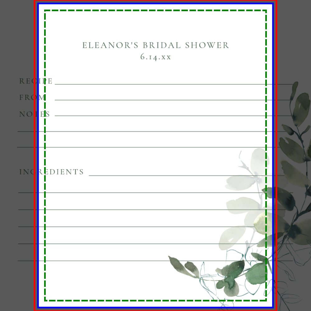 Eucalyptus Bridal Shower Recipe Cards