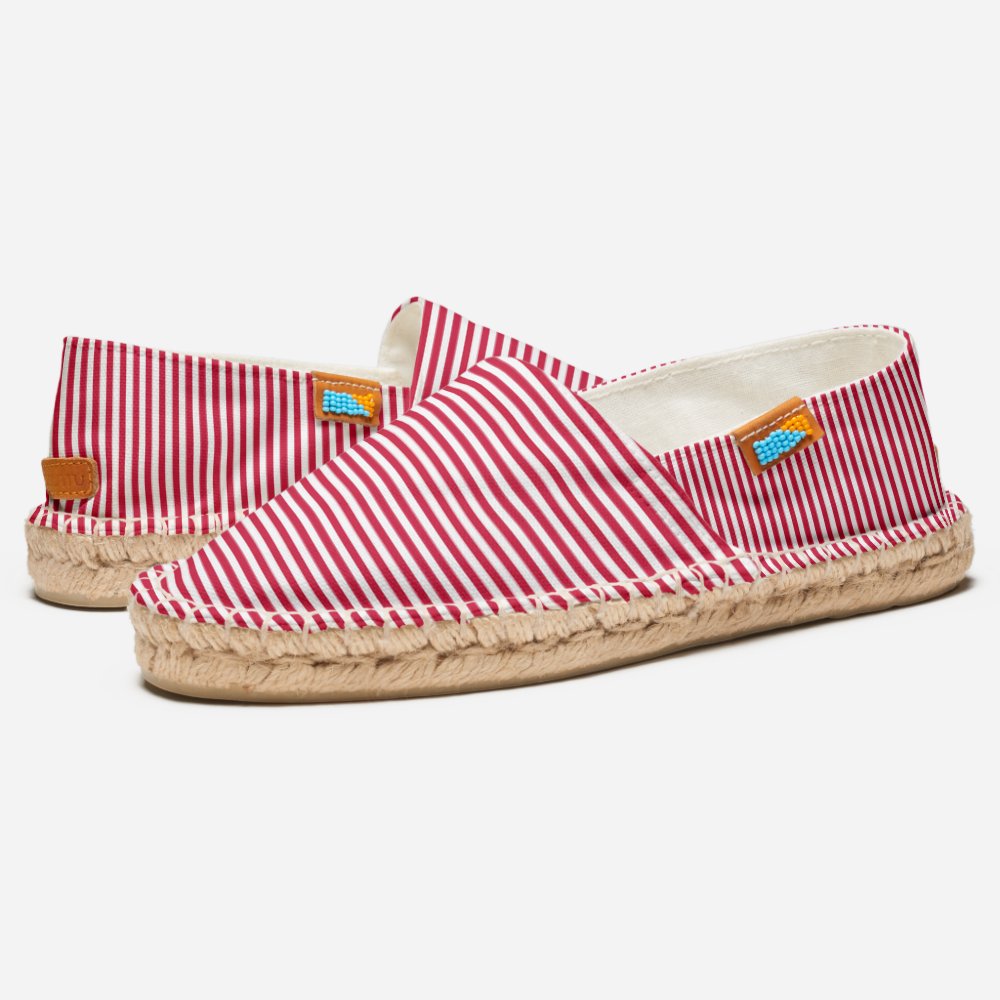 French Riviera Stripes Red White Espadrilles