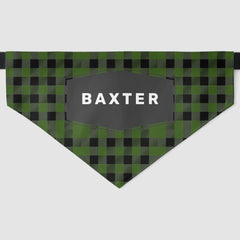 Cute Green Buffalo Plaid Personalized Dog Pet Bandana Collar