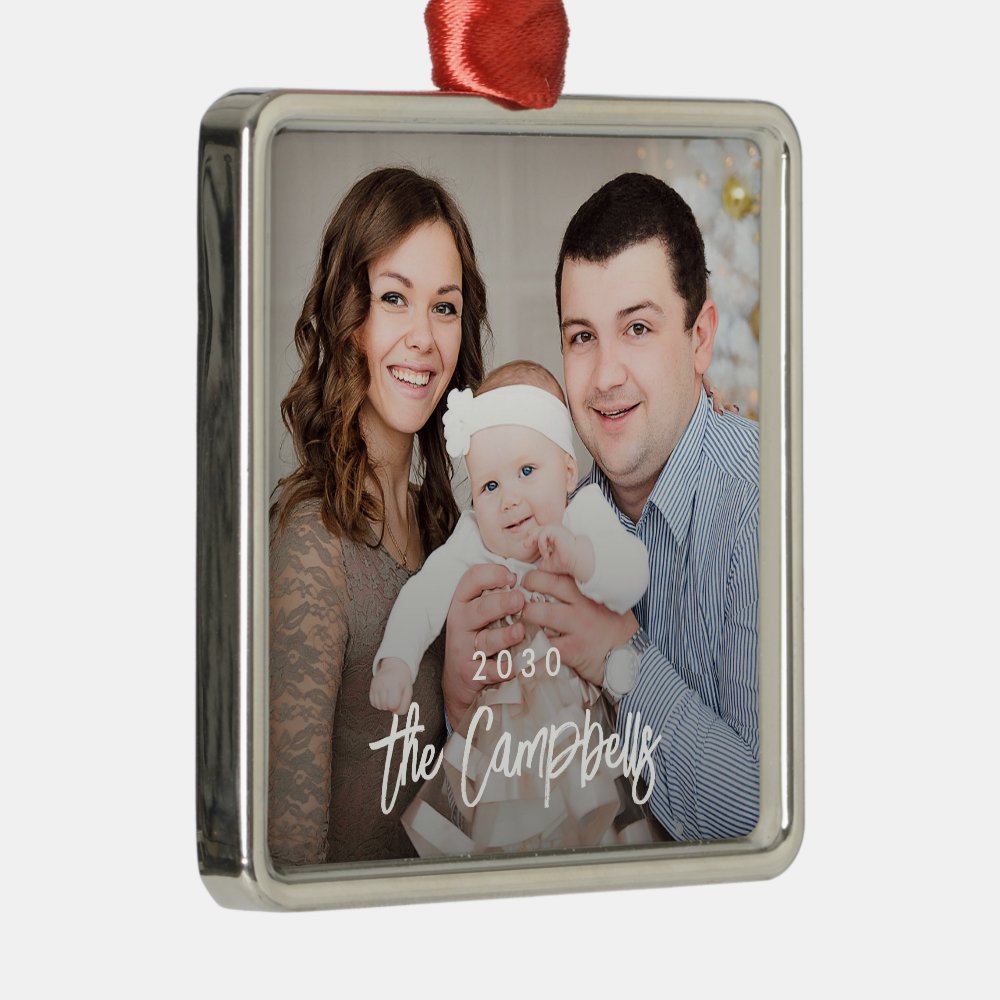 Modern Overlay Personalized Photo Ornament